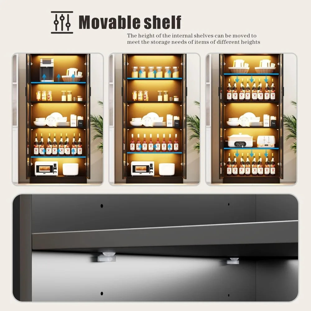 Display Cabinet With Adjustable Shelves And LED Lighting
