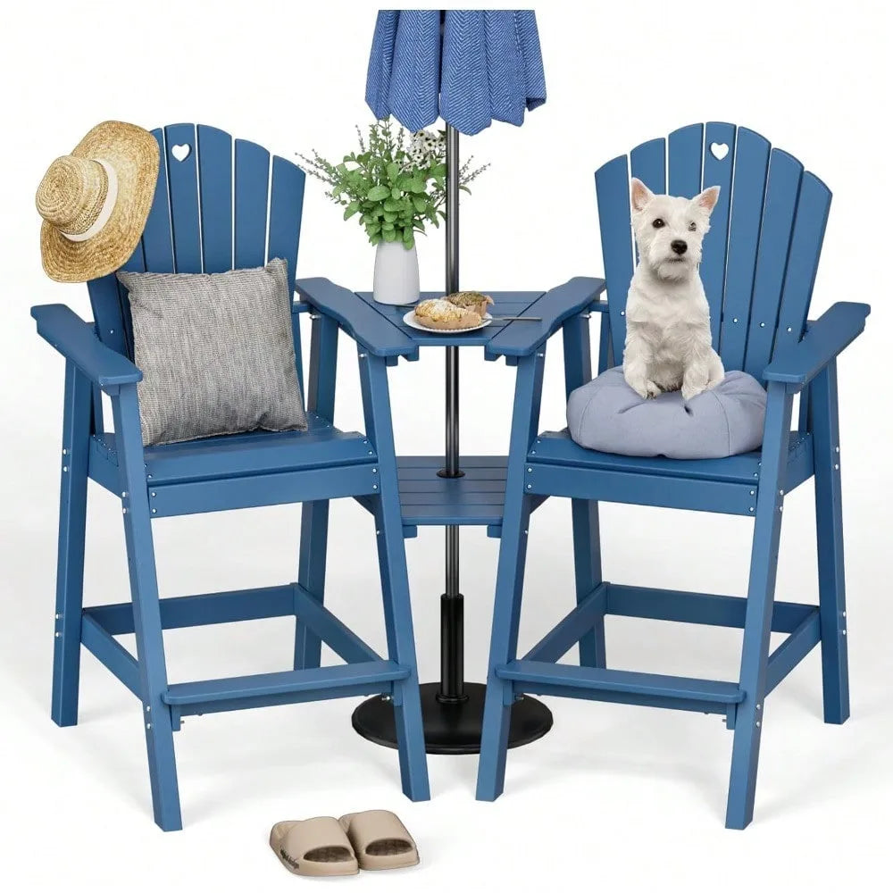Adirondack Chairs Set Of 2 With Connecting Table Umbrella