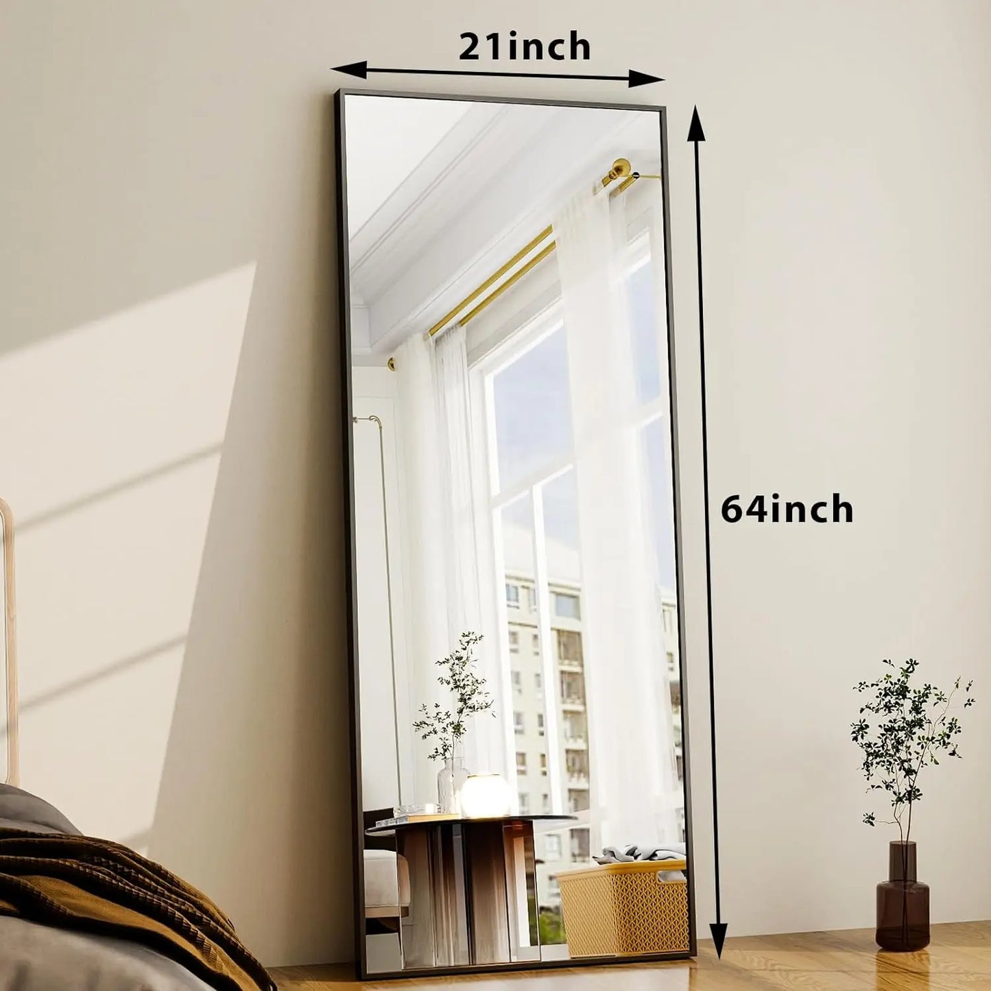 XRAMFY Floor Mirror Aluminum Frame Free Standing