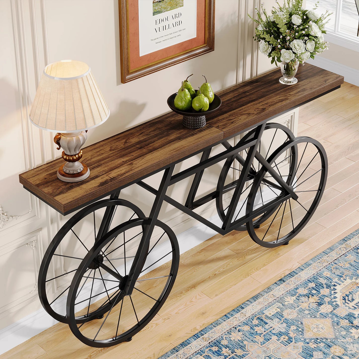Tribesigns Industrial Console Table With Bicycle Metal Base