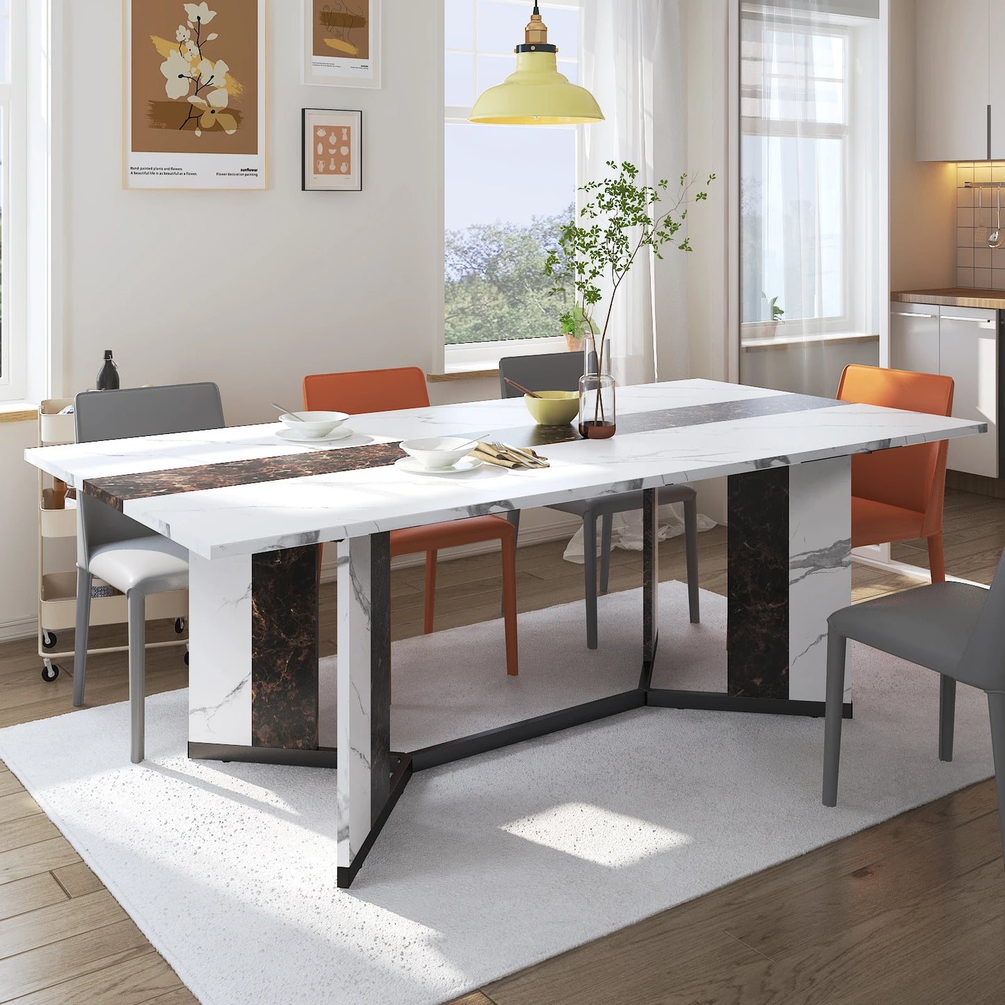 QiaoShiRen Rectangular Dining Table For Home Dining