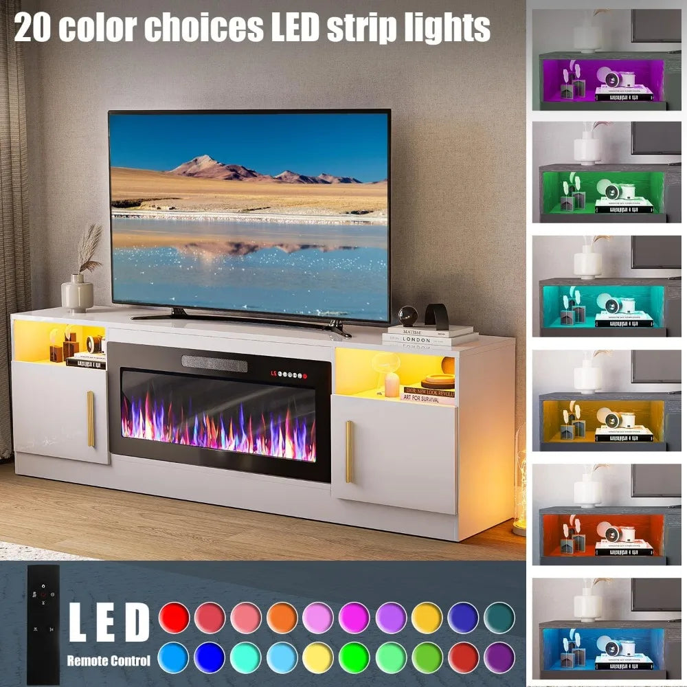 Electric Fireplace TV Stand With LED Lighting Entertainment