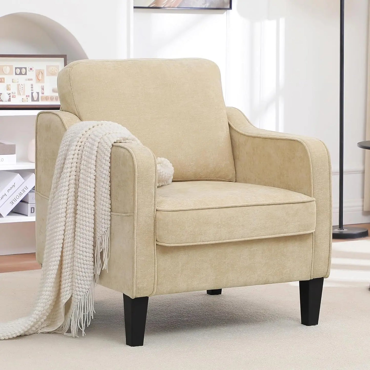 HUANZHUANG Modern Accent Chair Upholstered Armchair Pockets