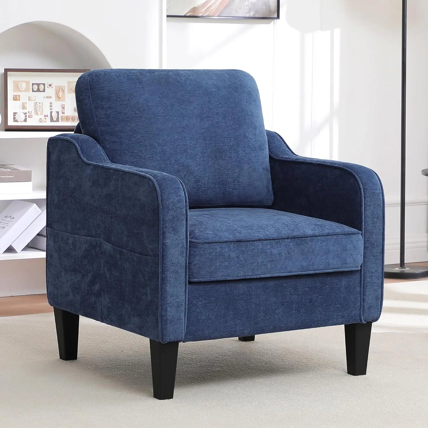 HUANZHUANG Modern Accent Chair Upholstered Armchair Pockets
