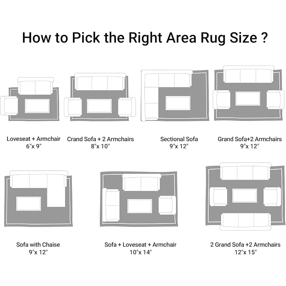 Boho Style Wool Area Rug with Non Slip Backing