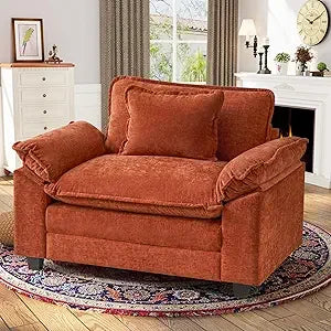 RBXC Oversized Chenille Accent Chair Upholstered Armrests