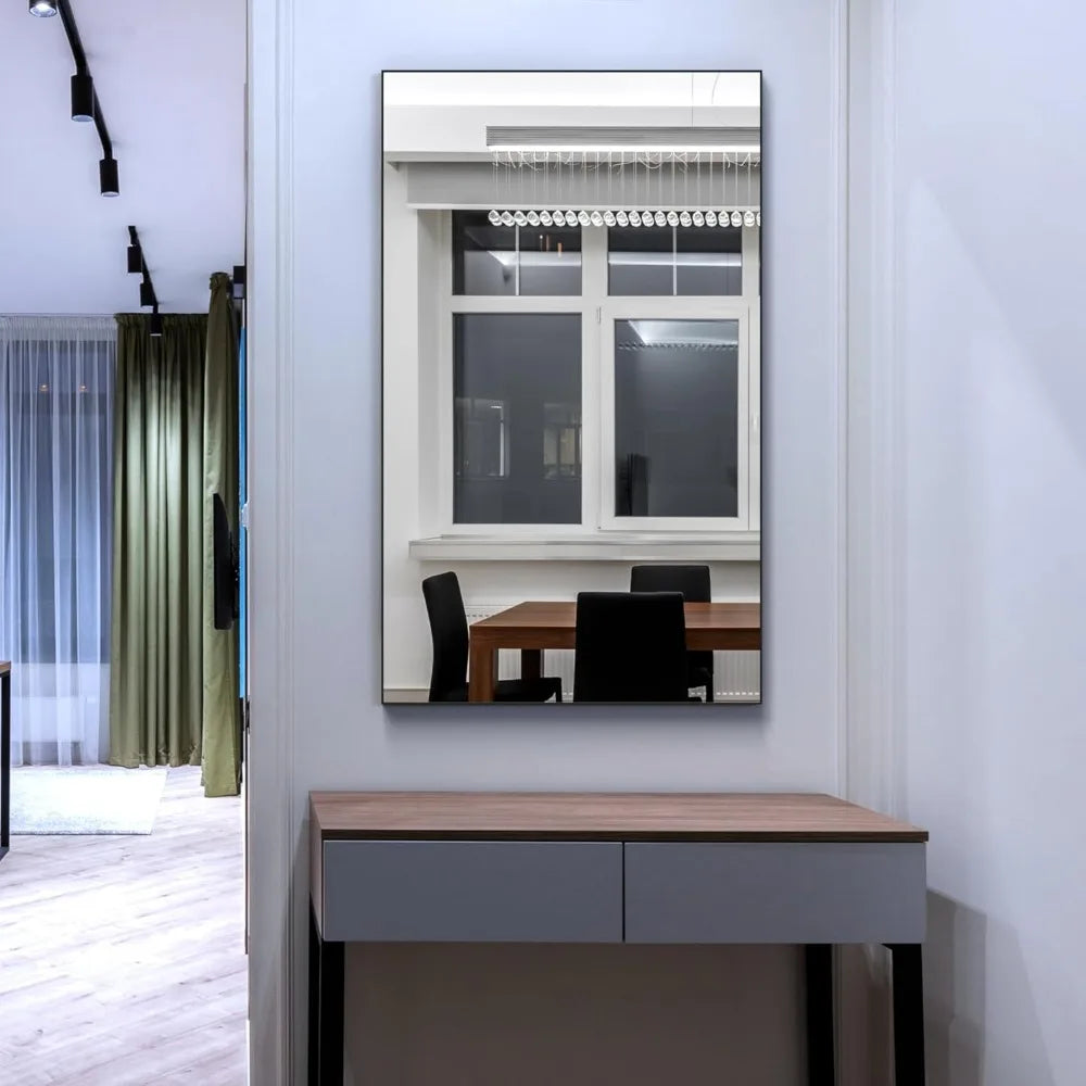 Modern Rectangle Wall Mirror Bathroom Mountable Aluminum Frame