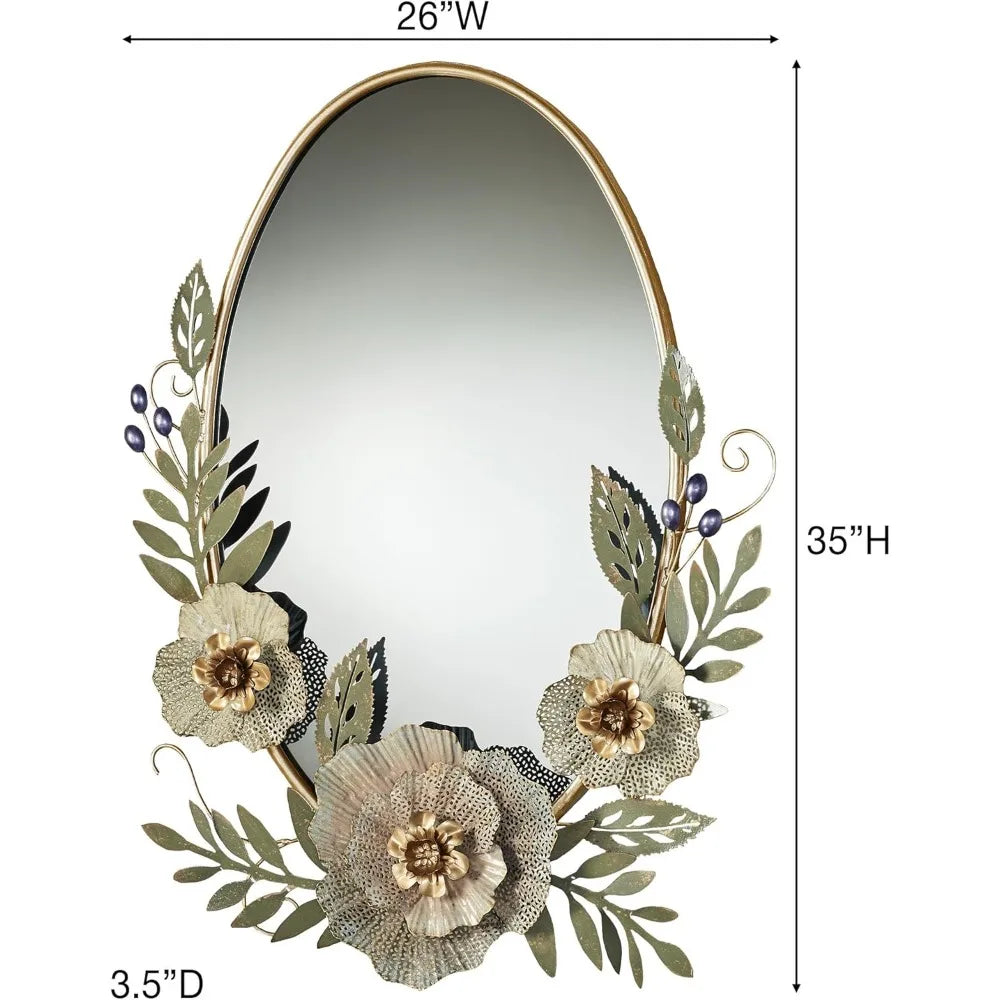 Forever Blooms Floral Oval Wall Mirror