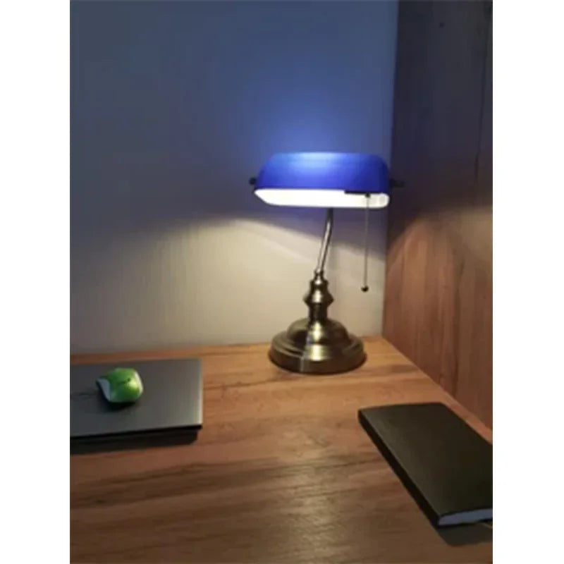 Newrays Glass Banker’s Desk Lamp with Zipper Switch