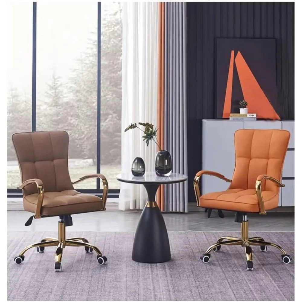 Ergonomic Adjustable Swivel Office Chair With Leather Armrests