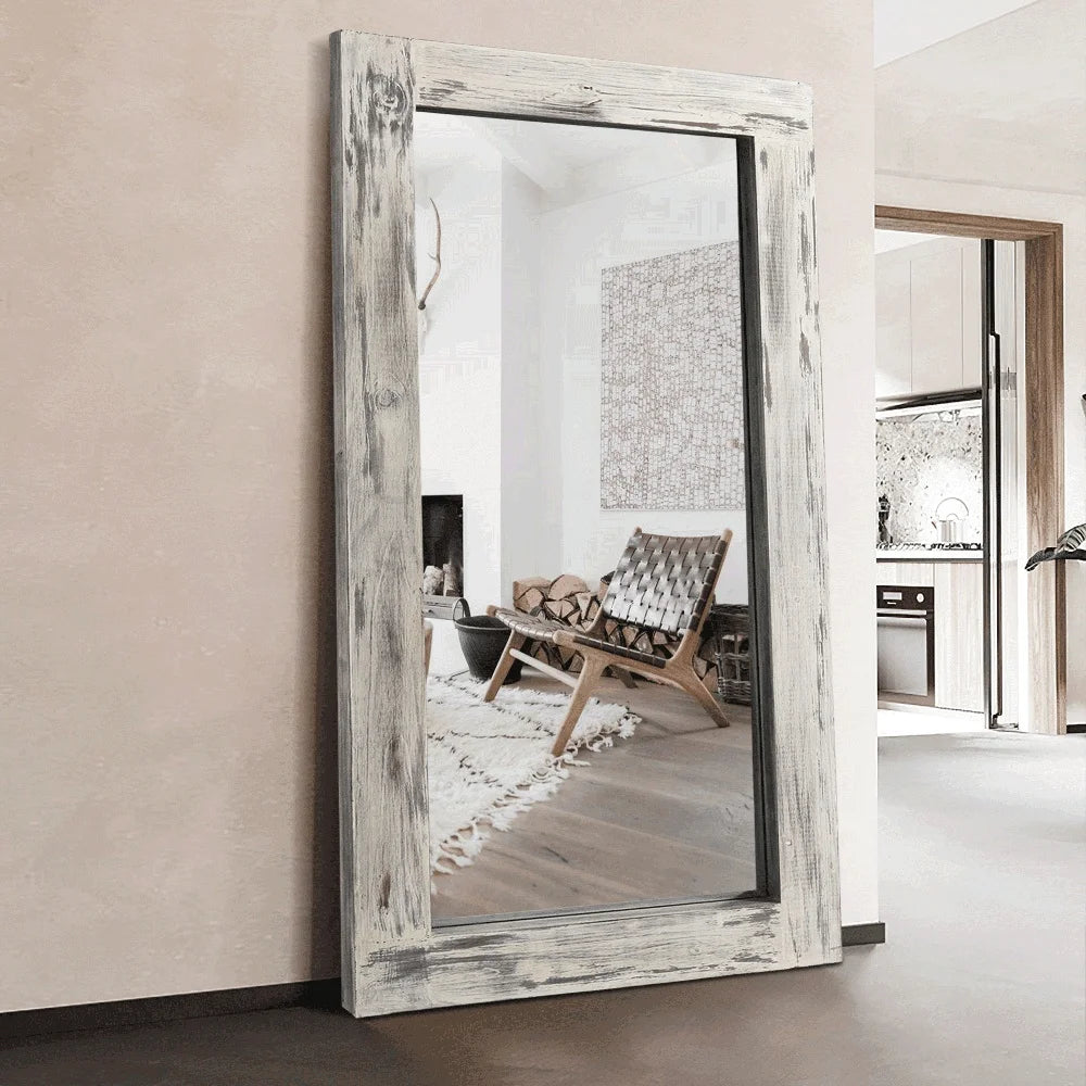 Dutrieux Solid Wood Leaning Wall Mirror