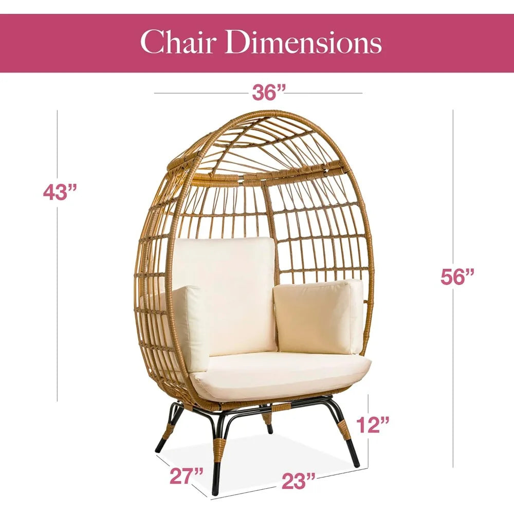 MKDK Wicker Egg Chair Outdoor Patio Rattan Lounge Chair