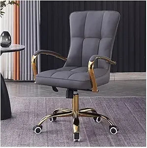 Ergonomic Adjustable Swivel Office Chair With Leather Armrests