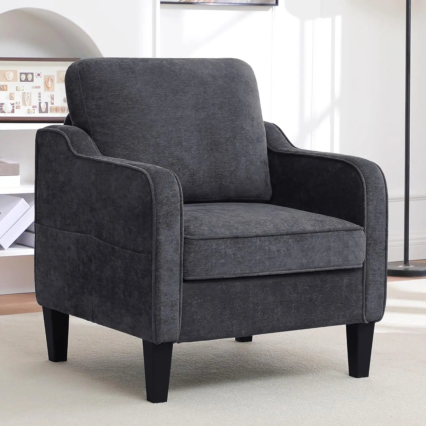 HUANZHUANG Modern Accent Chair Upholstered Armchair Pockets