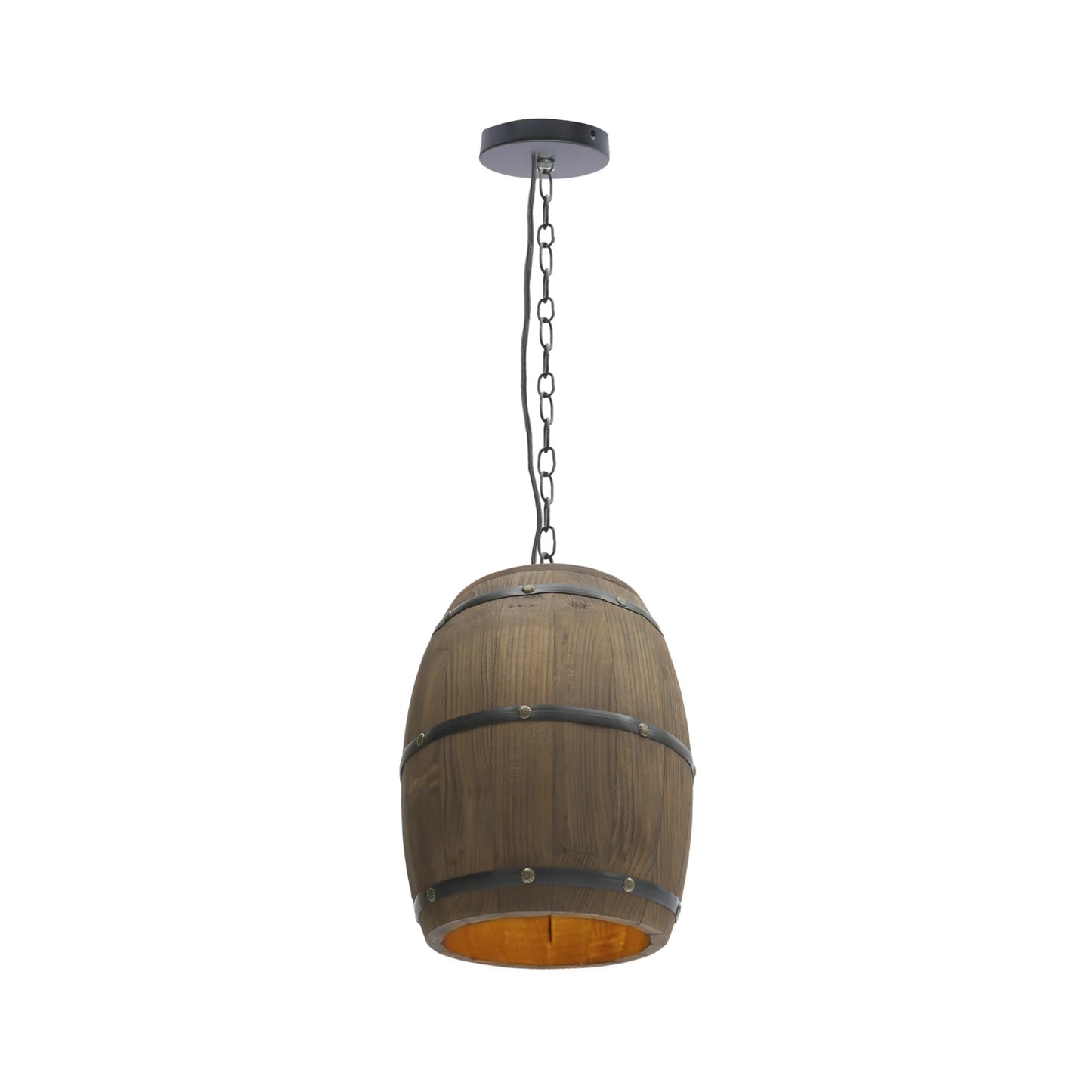 Industrial Wood Wine Barrel Pendant With Adjustable Chain