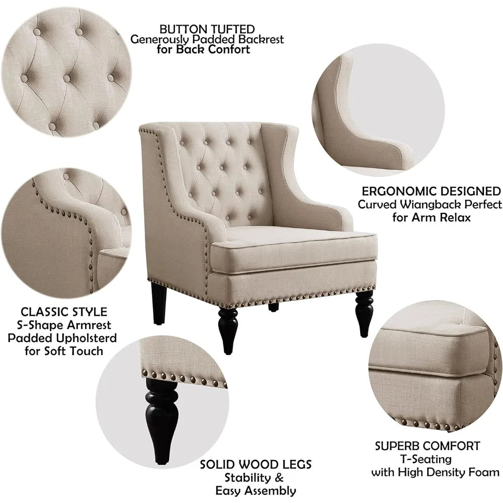 Dafify Modern Upholstered Wingback Armchair Reading Chair