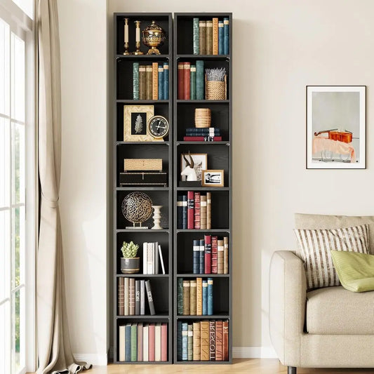 Ironck Tall Narrow Bookshelf Set For Living Room And Office