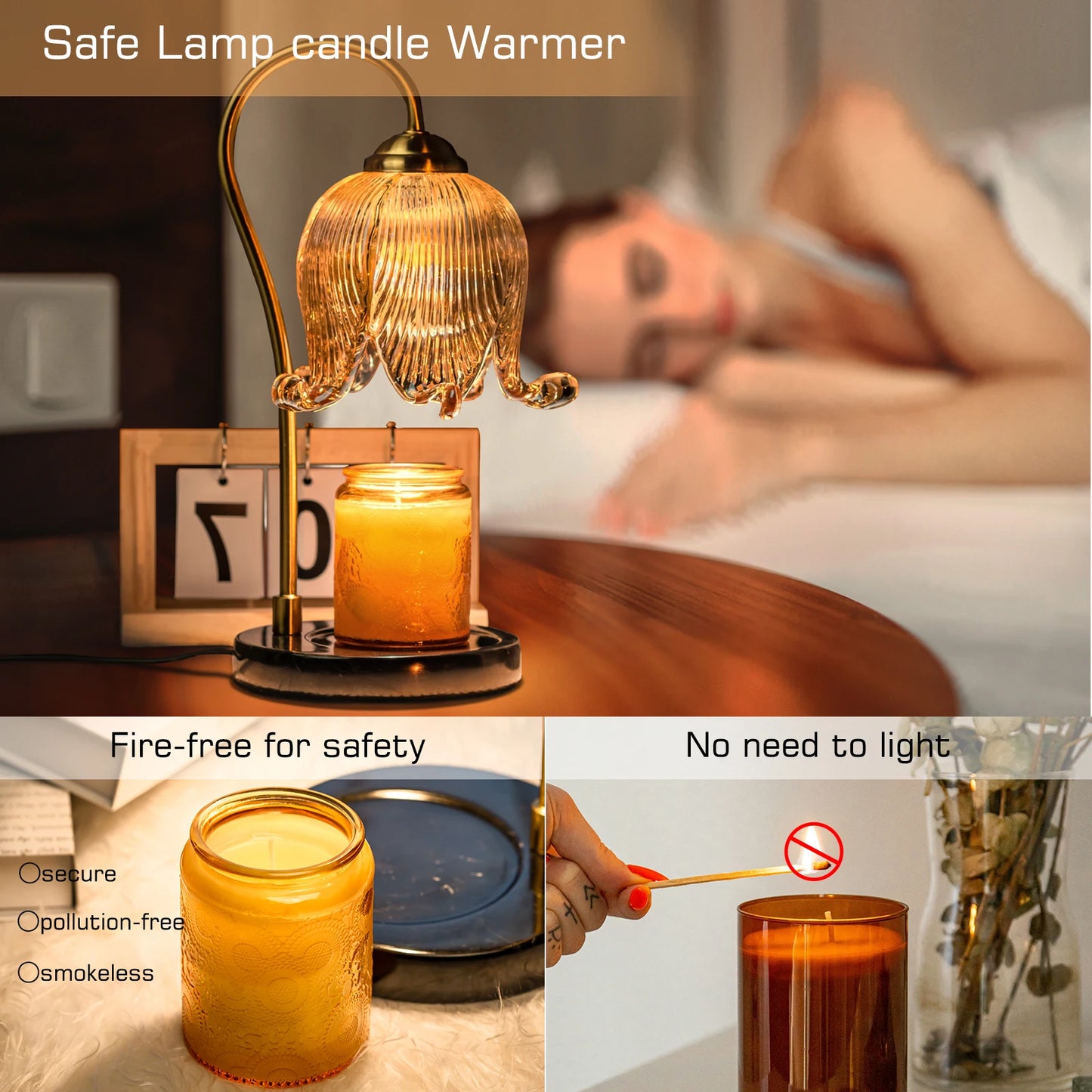 Tulip Flower Warm Candle Lamp French Retro Bedside Light