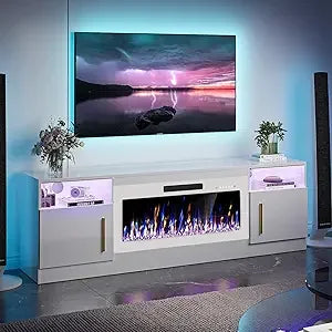 Electric Fireplace TV Stand With LED Lighting Entertainment