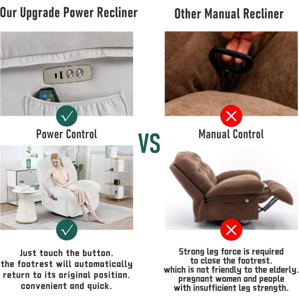 MKDK Power Massage Recliner Chair Heated Oversized Swivel