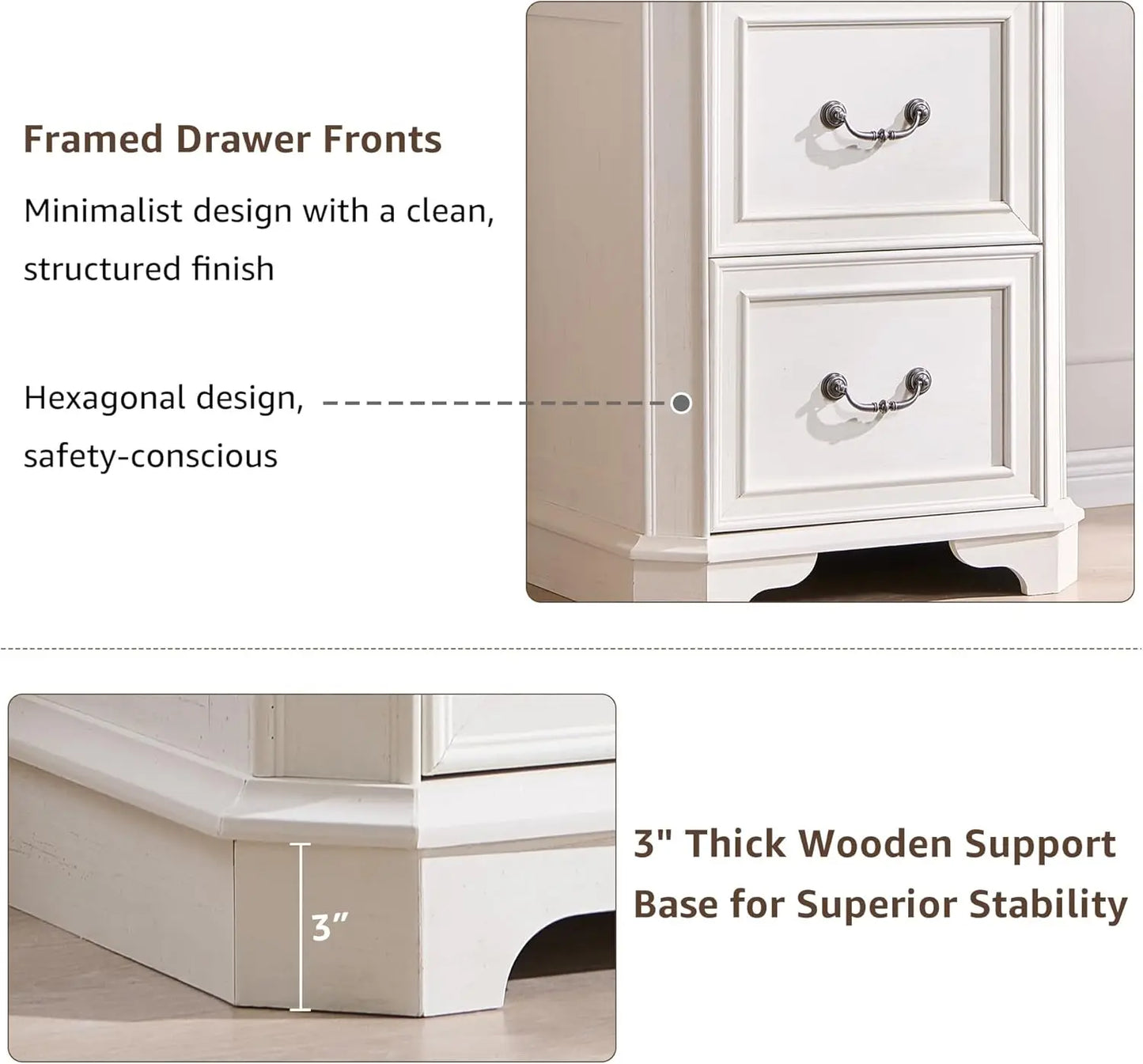 XMSJH Farmhouse Bookcase With File Drawers And Shelves