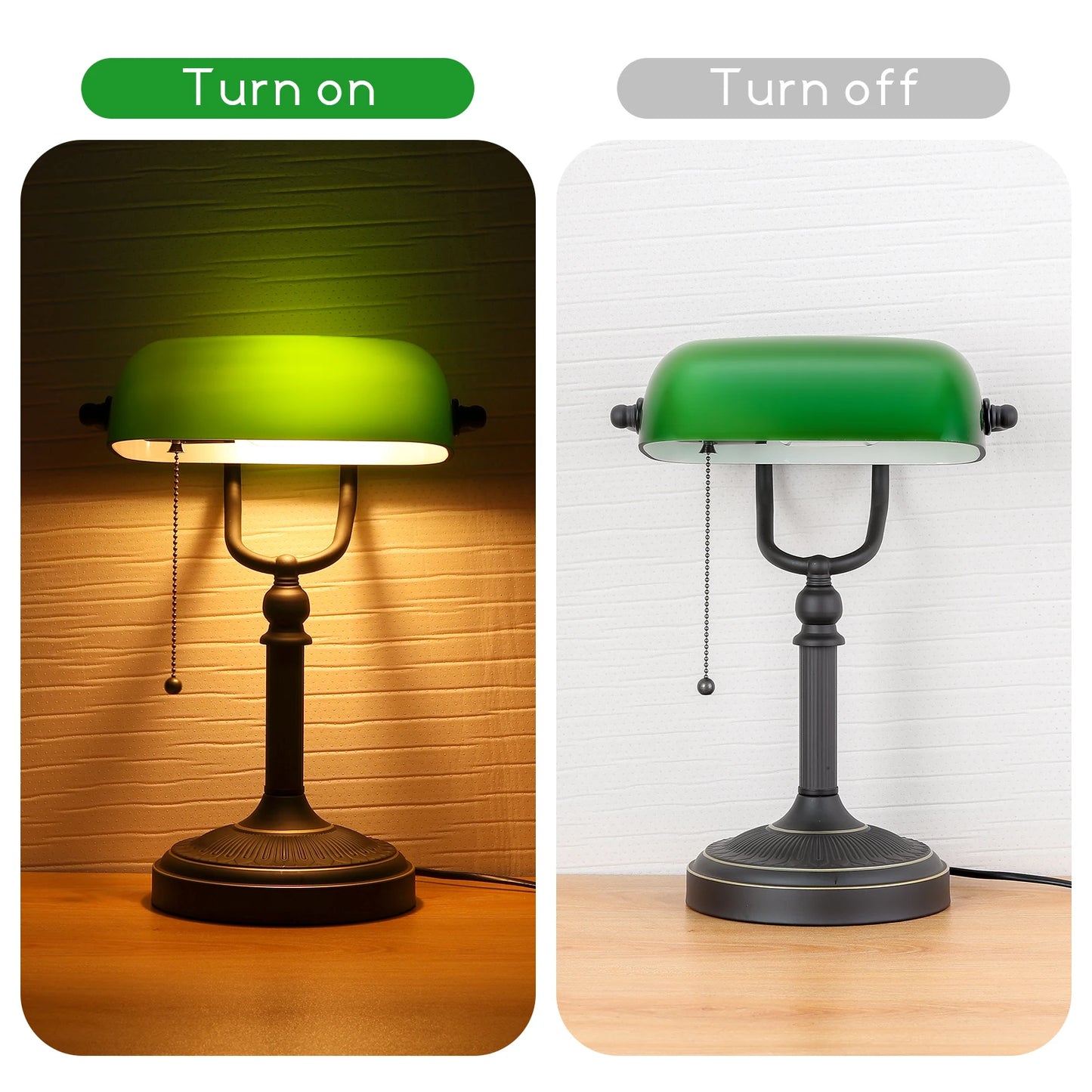 Glass Banker Desk Lamp With E27 E26 Socket Switches