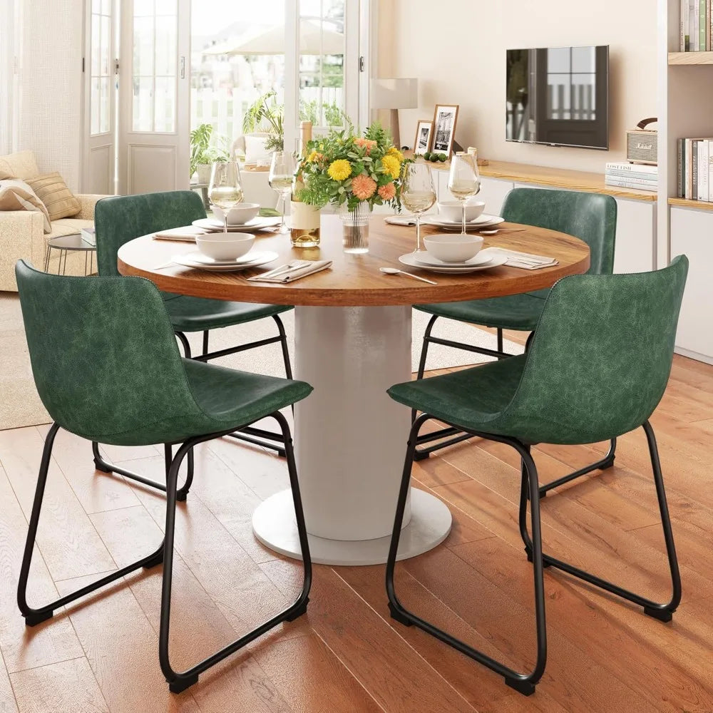 GUANGBAI Modern PU Leather Armless Dining Chairs Set of 6