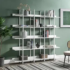 MKDK Industrial Wooden Five Tier Bookcase With Metal