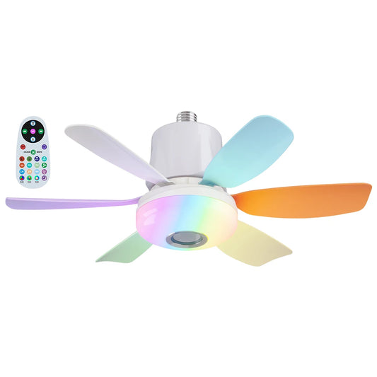 Ceiling Fan With Light Socket Remote RGB Dimmer LED