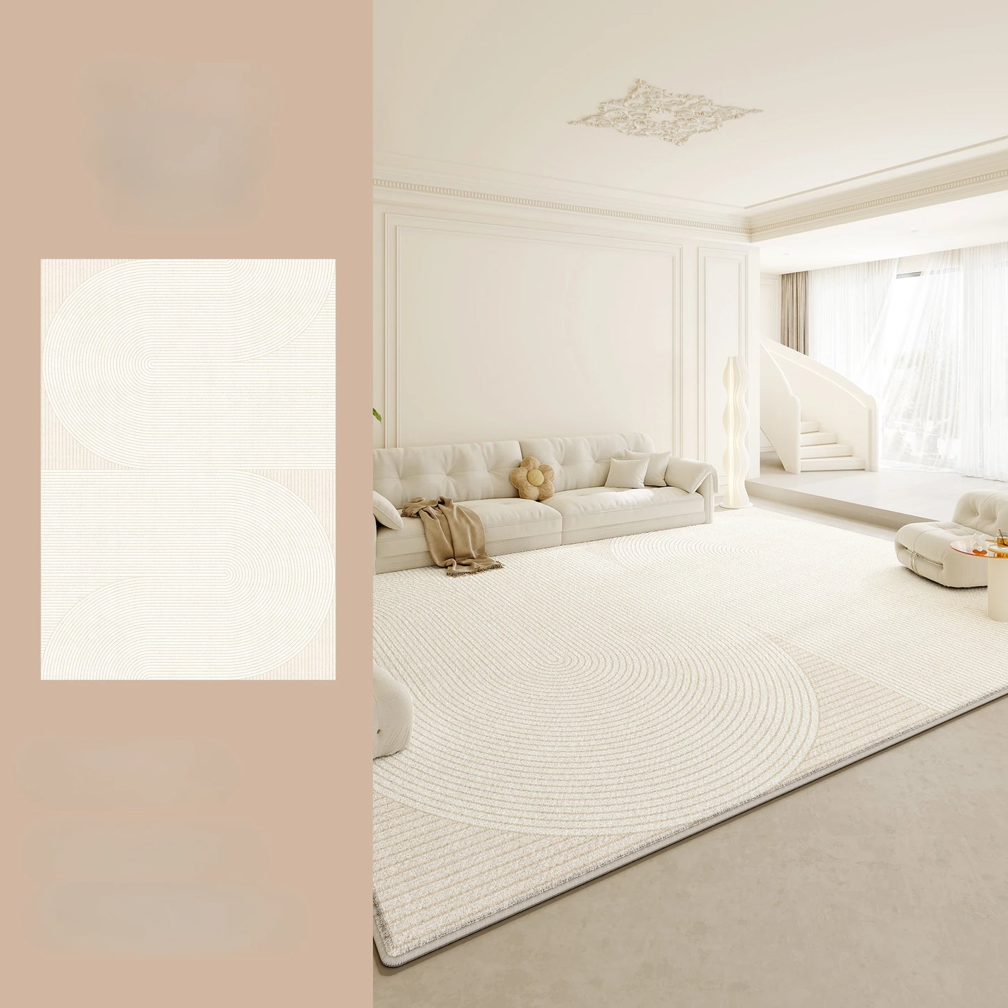 NONED Plush Wilton Area Rug For Living Room Soft Comfort