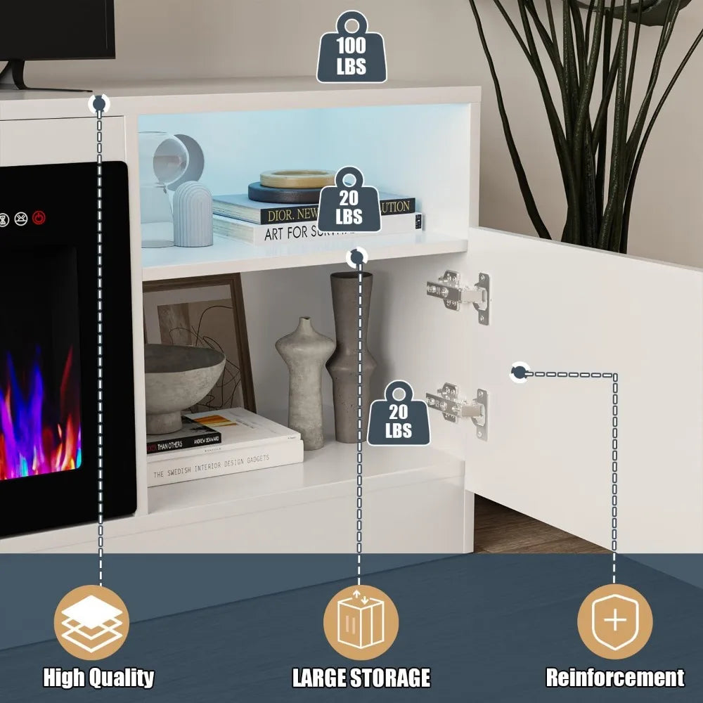 Electric Fireplace TV Stand With LED Lighting Entertainment