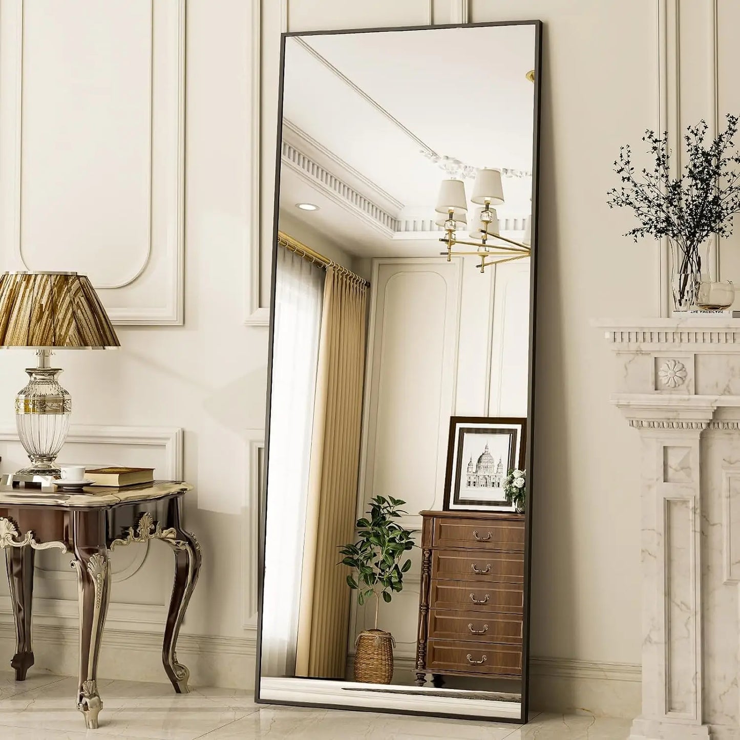 XRAMFY Floor Mirror Aluminum Frame Free Standing