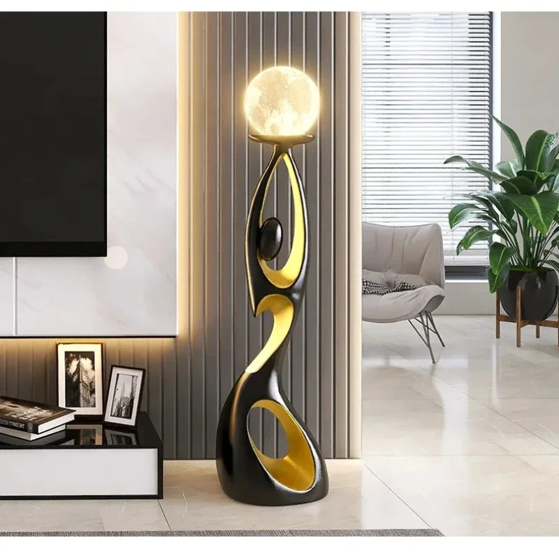 ENERLORD LED Floor Lamp Resin Sculpture Glow Living Room
