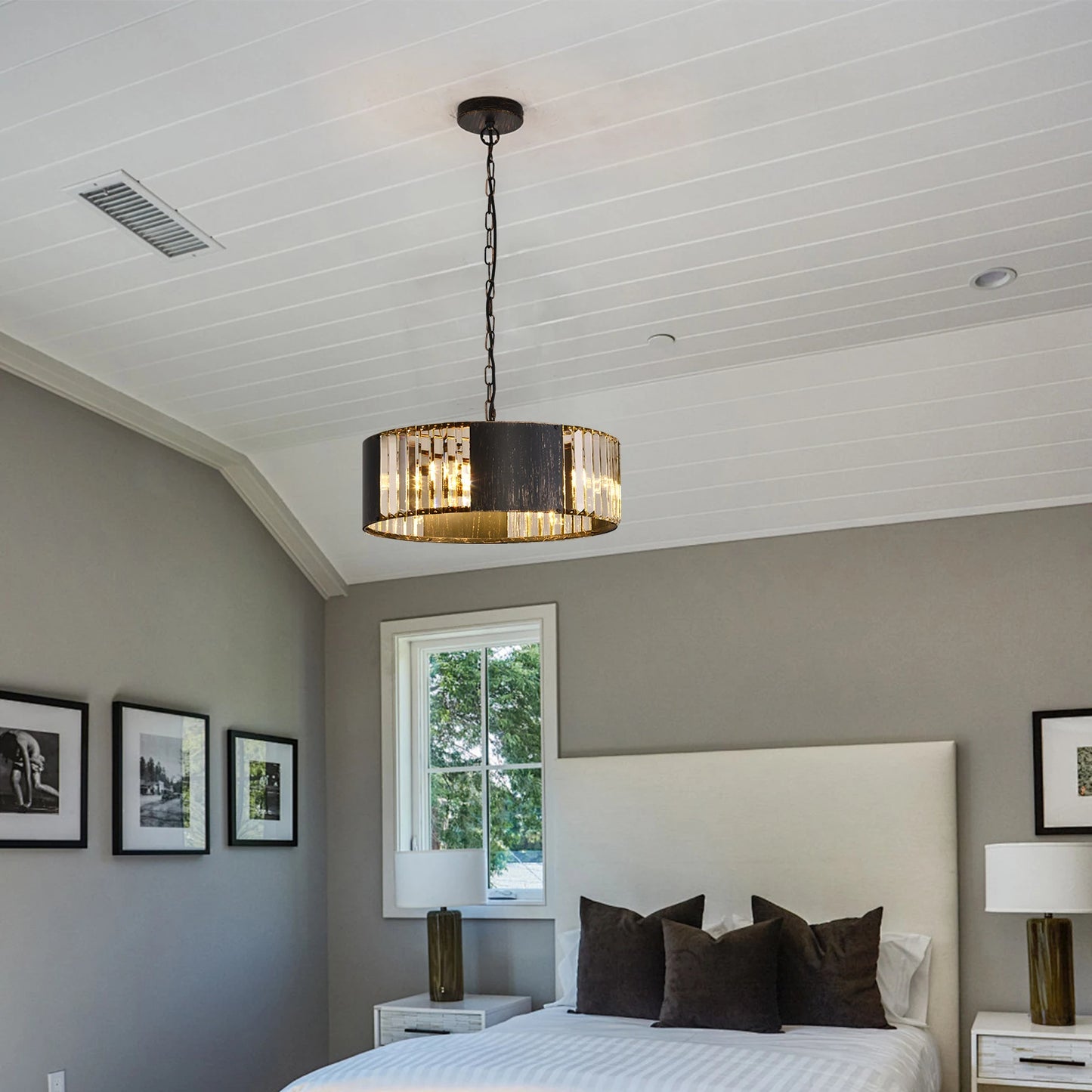 Vetrulus Modern Black Crystal Pendant Chandelier Light