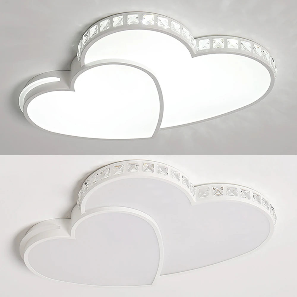 Modern Heart Shaped Crystal LED Flush Mount Ceiling Light