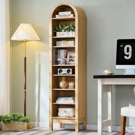 Arched 8 Shelf Bookcase With Storage Modern Farmhouse