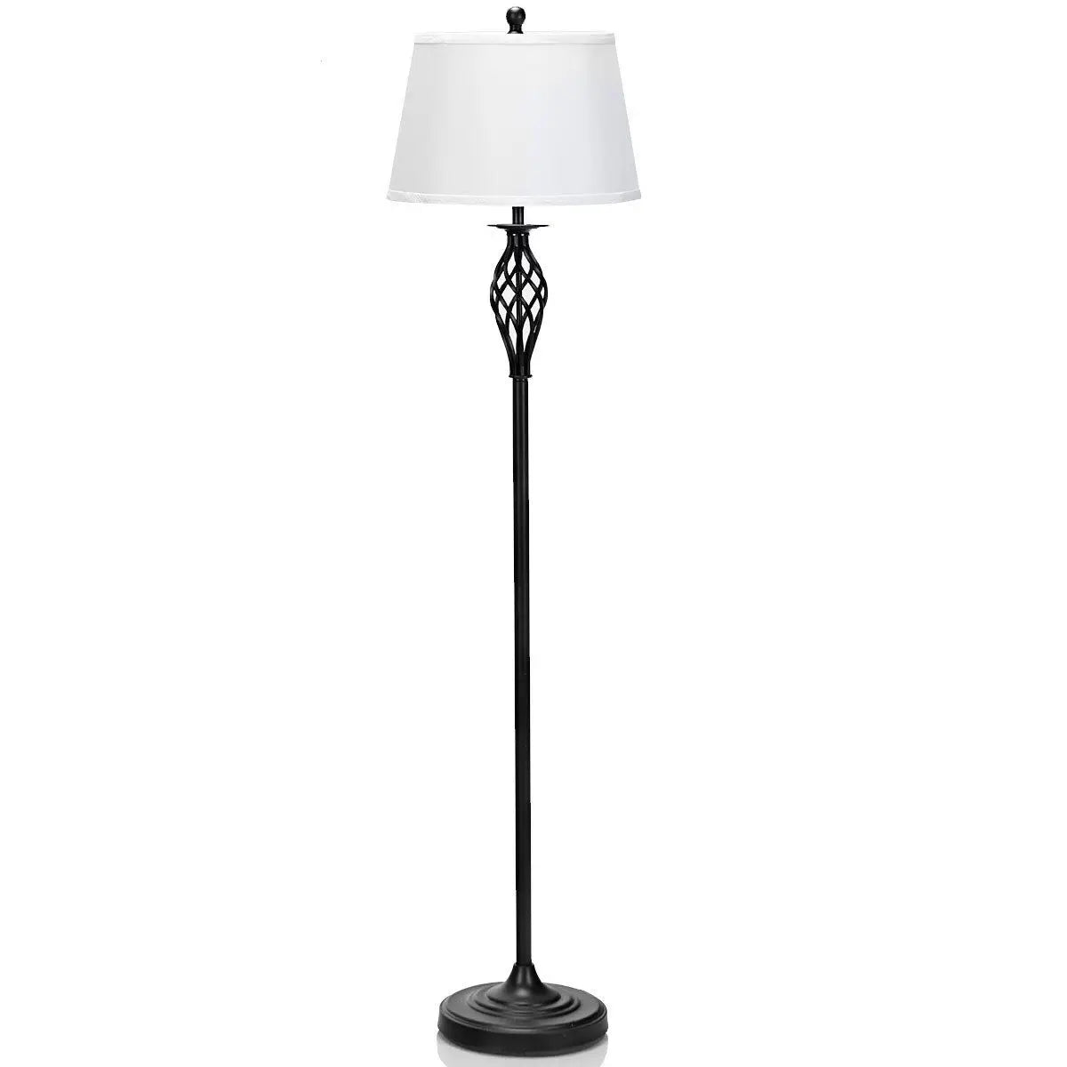 Elegant 3 Piece Lamp Set With Fabric Shades Floor Lamps