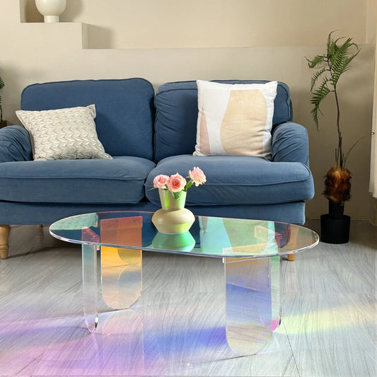 Folded Acrylic Coffee Table Iridescent End Table Decor