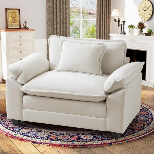 YANYING Oversized Velvet Accent Chair With Upholstered Armrests
