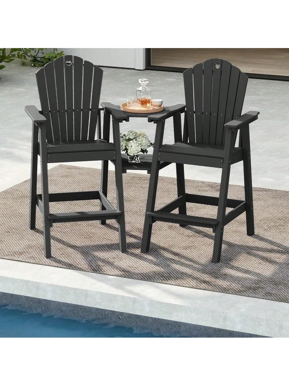Adirondack Chairs Set Of 2 With Connecting Table Umbrella