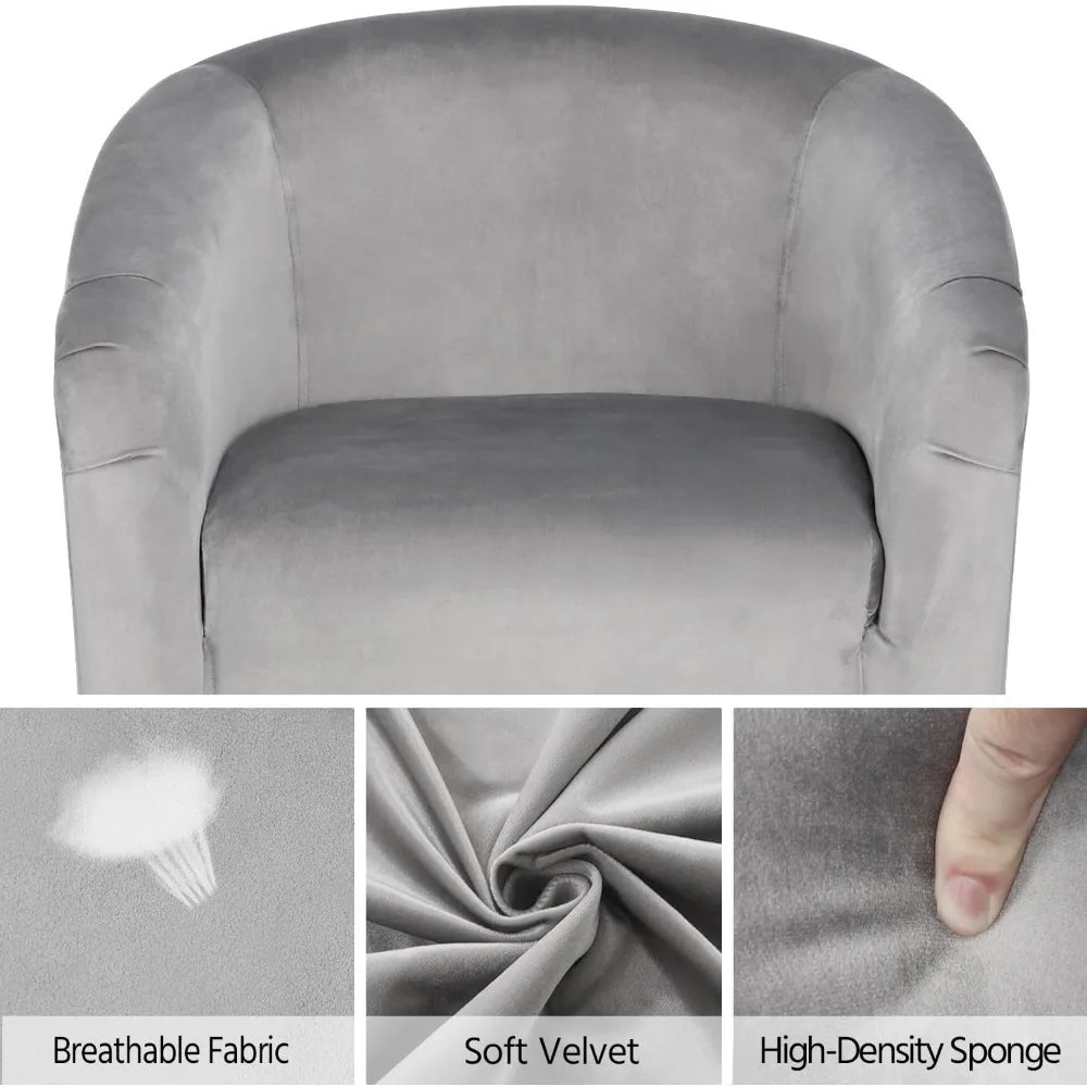 GUANGBAI Velvet Accent Barrel Chair With Armrest And Low Back