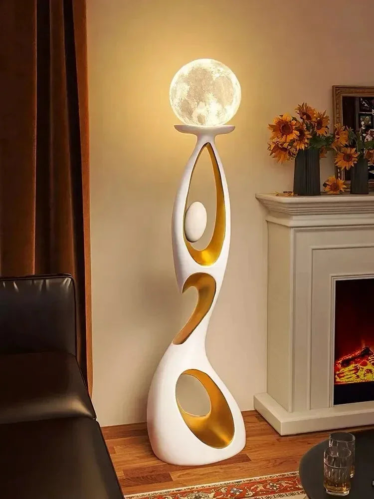 ENERLORD LED Floor Lamp Resin Sculpture Glow Living Room
