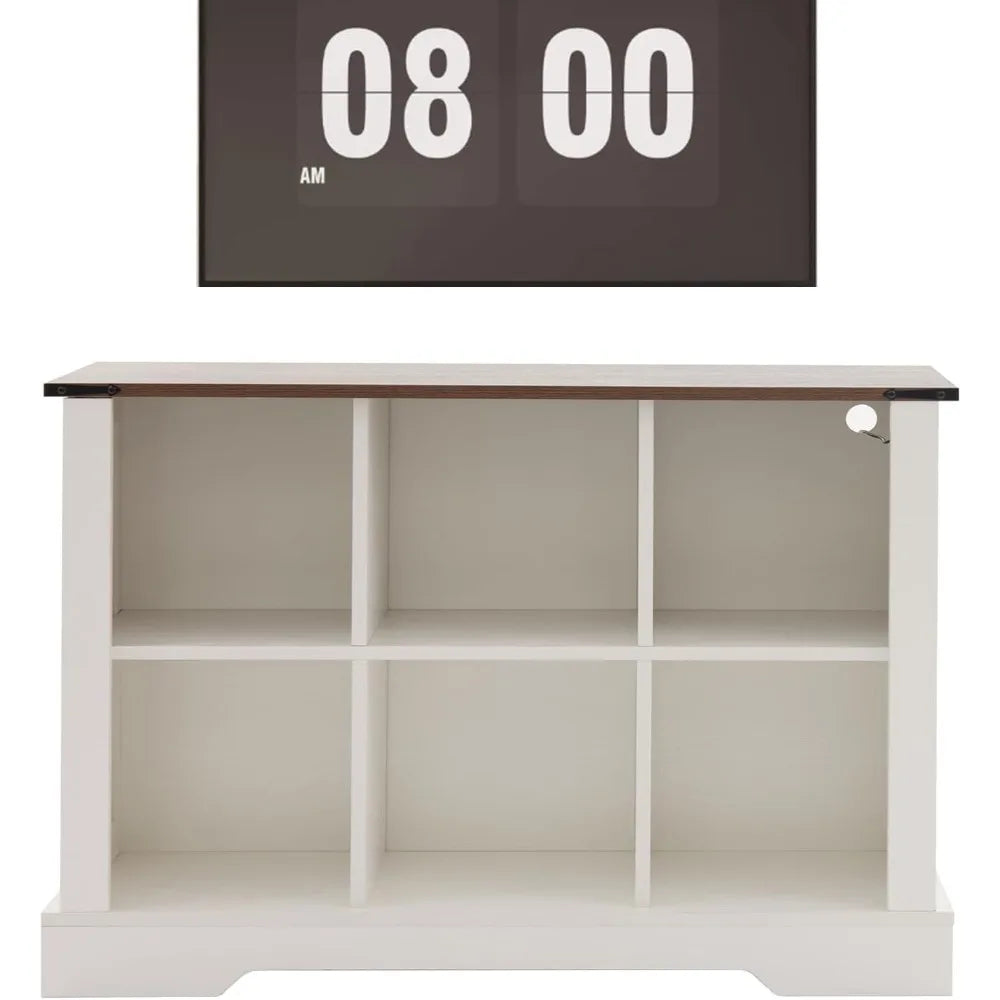 6 Cube Storage Organizer And 2 Tier Bookshelf Farmhouse LED