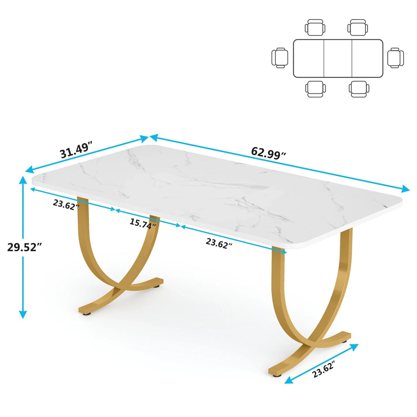 Tribesigns Modern Dining Table With Faux Marble Top