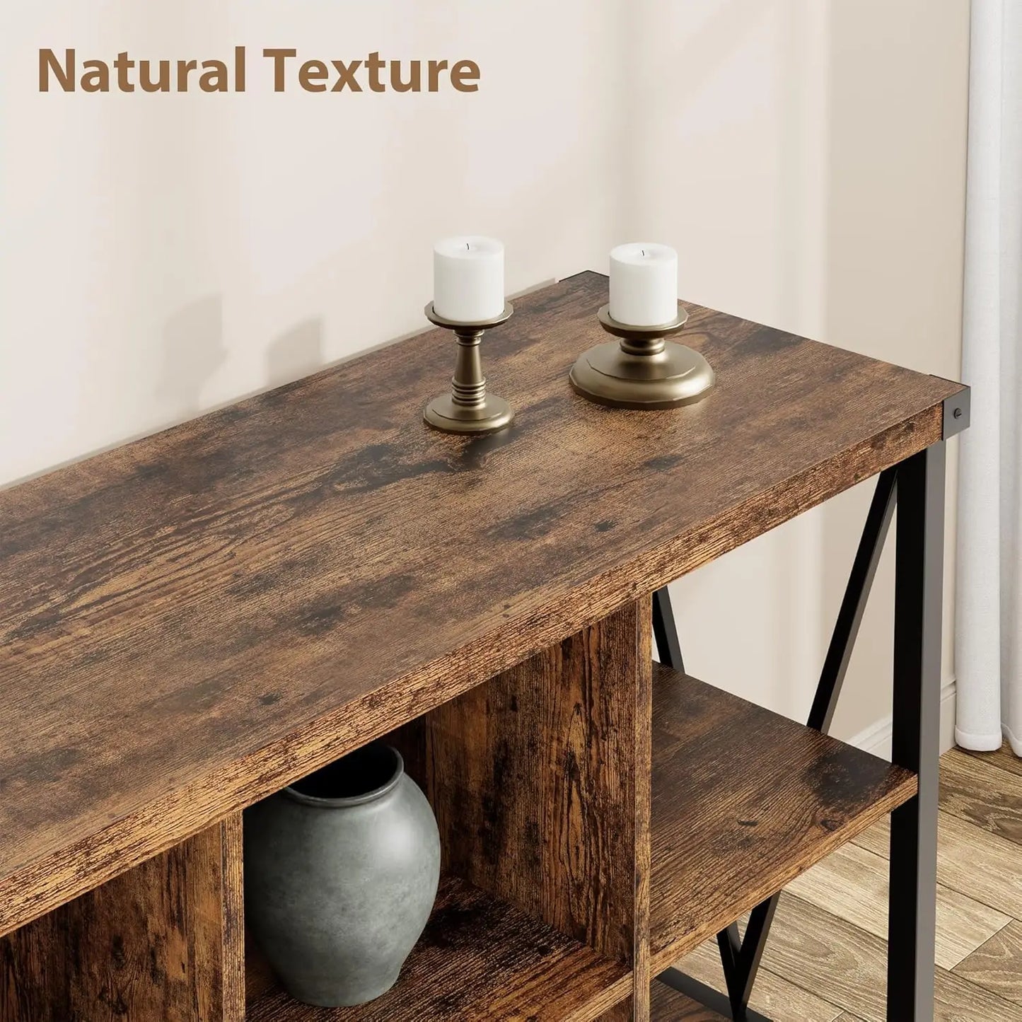 HiMISS Farmhouse Cube Storage Organizer Wood Bookshelf