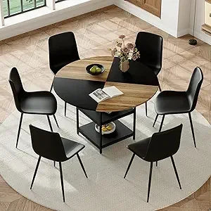 Dafify Round Dining Table Set For Four With Storage