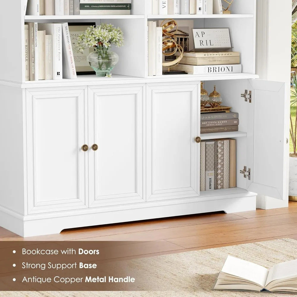 MKDK Tall Six Tier Bookshelf With Doors And Storage
