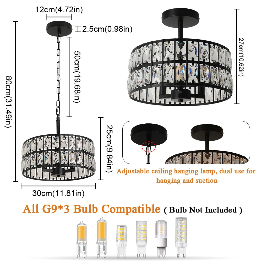 Vetrulus Crystal Pendant Light Chandelier Modern Lamp