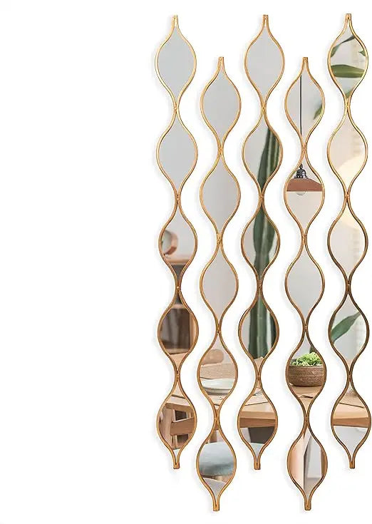 Set Of 5 Teardrop Wall Mirrors Decorative Slim Hanging Mirrors