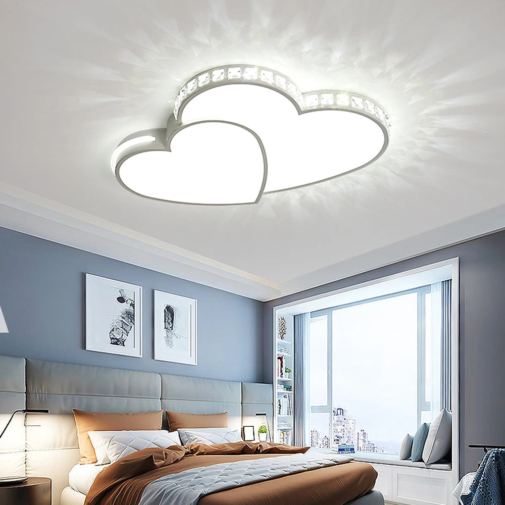 Modern Heart Shaped Crystal LED Flush Mount Ceiling Light